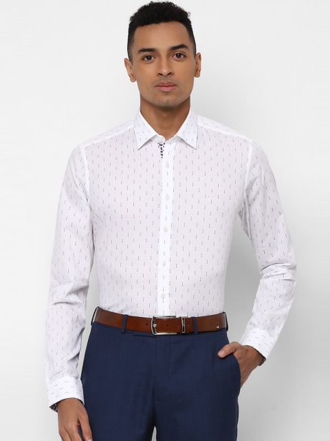 SIMON CARTER LONDON Men White & Navy Blue Slim Fit Printed Formal Shirt