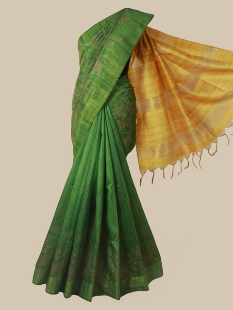 Pothys Green Embellished Jute Silk Saree 
Pothys Green Embellished Jute Silk Saree