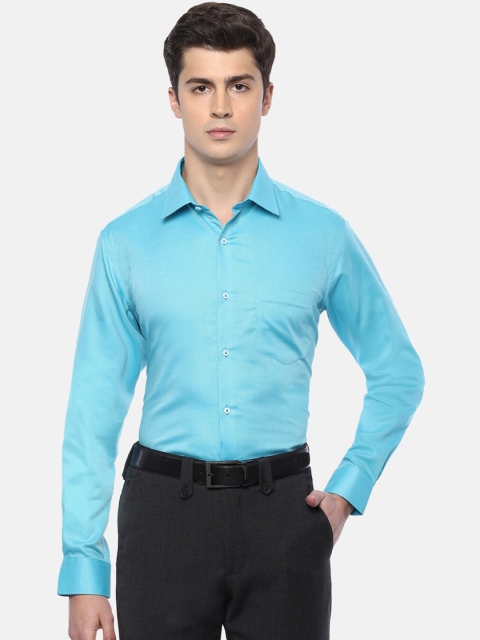 Van Heusen Men Blue Regular Fit Solid Pure Cotton Formal Shirt