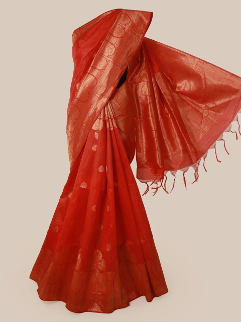 Pothys Red Woven Design Jute Silk Saree