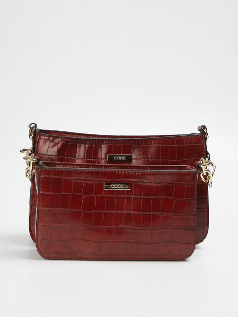 CODE by Lifestyle Maroon Textured Sling Bag
CODE by Lifestyle Maroon Textured Sling Bag