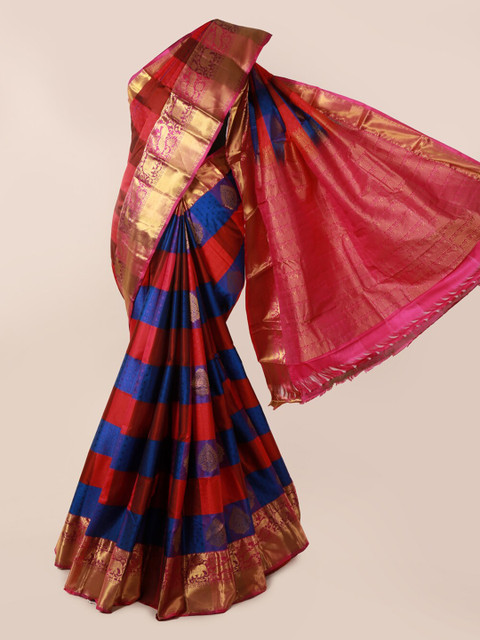 Pothys Multicoloured Pure Silk Colourblocked Kanjeevaram Saree, Multi
Pothys Multicoloured Pure Silk Colourblocked Kanjeevaram Saree, Multi