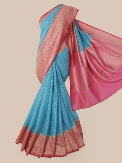Pothys Turquoise Blue Pure Silk Woven Design Banarasi Saree