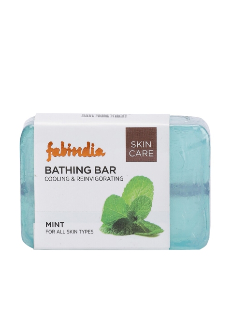 Fabindia Bathing Bar Mint 100g, Blue