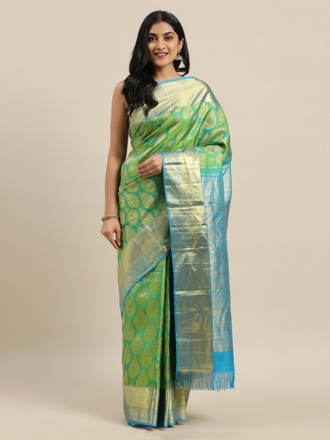 The Chennai Silks Green Pure Silk Woven Design Kanjeevaram Saree