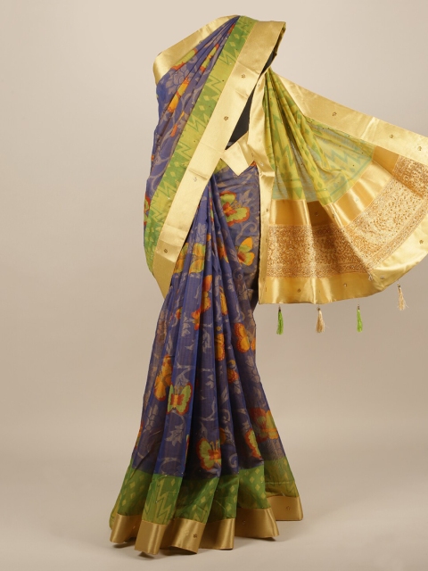 Pothys Blue Woven Design Jute Silk Saree