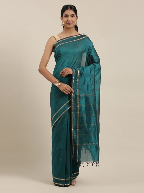The Chennai Silks Green Pure Silk Solid Arani Saree