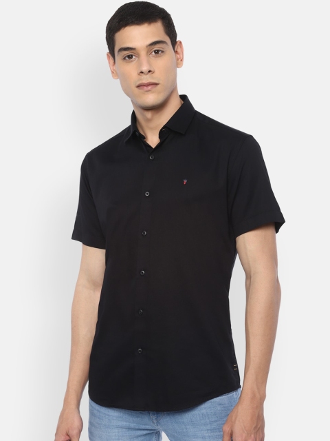 Louis Philippe Jeans Men Black Pure Cotton Slim Fit Solid Casual Shirt