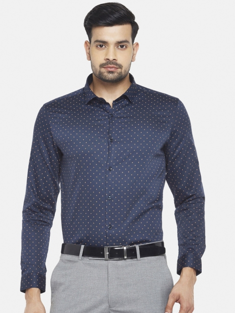 RICHARD PARKER by Pantaloons Men Navy Blue Slim Fit Printed Cotton Casual Shirt