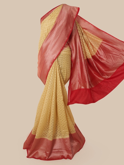 Pothys Cream-Coloured Pure Silk Woven Design Banarasi Saree
