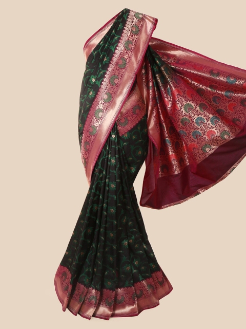 Pothys Black & Maroon Pure Silk Floral Woven Design Banarasi Saree