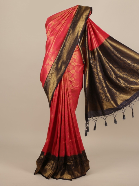 Pothys Pink & Gold-Toned Jute Silk Woven Design Saree