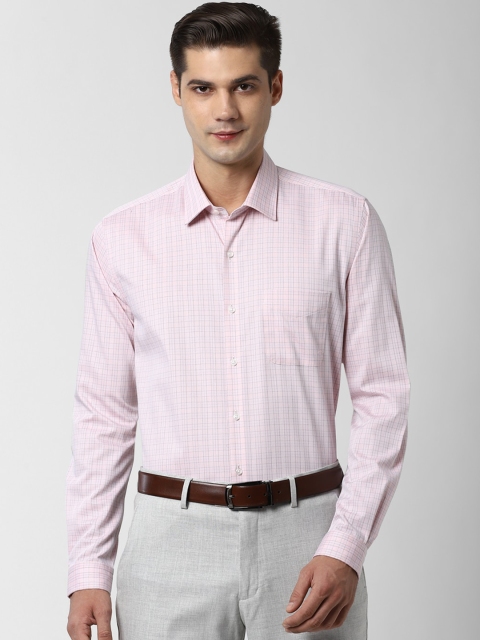 Peter England Men Pink Regular Fit Checked Pure Cotton Semiformal Shirt