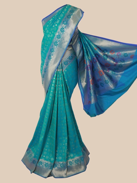 Pothys Teal & Blue Pure Silk Woven Design Banarasi Saree