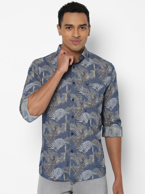 Allen Solly Men Blue Slim Fit Printed Pure Cotton Casual Shirt