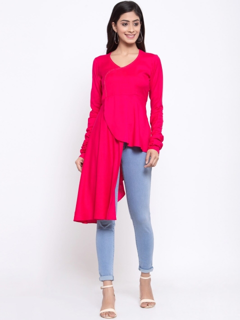 DUGRI BE THE ONE Pink Layered Wrap Longline Top