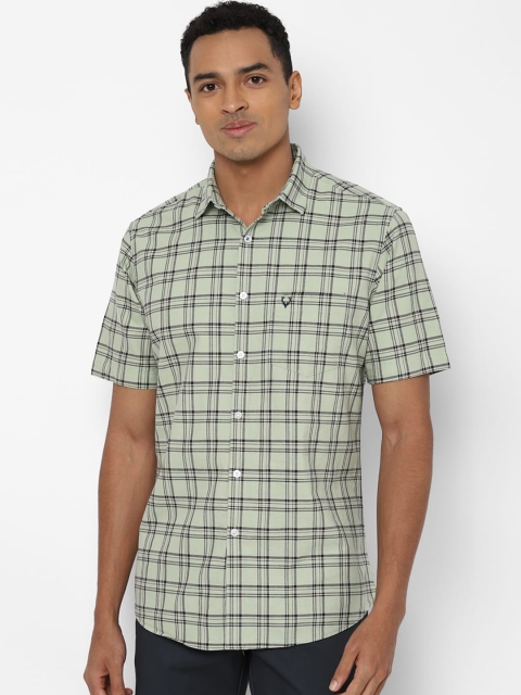 Allen Solly Men Green & Black Slim Fit Checked Casual Shirt