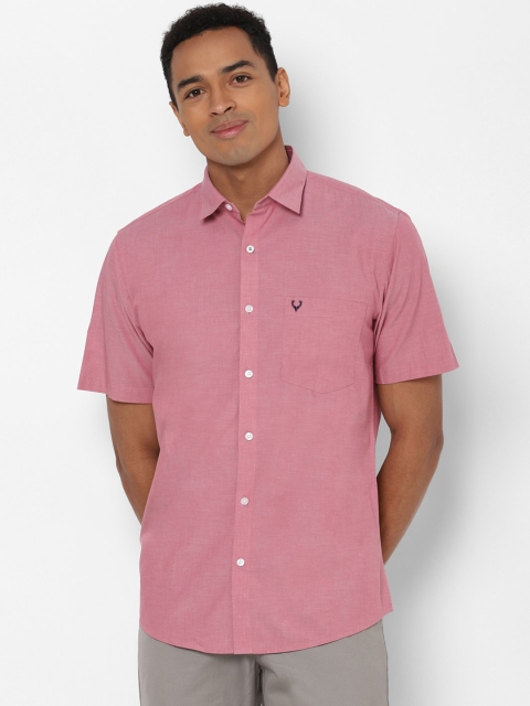 Allen Solly Men Pink Slim Fit Solid Pure Cotton Casual Shirt