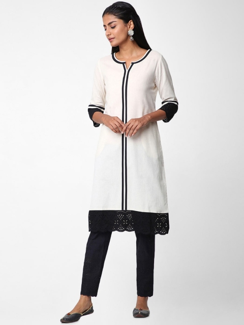 Naari Women Off White Straight Kurta