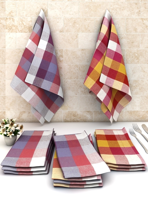 Athom Trendz Set of 12 Checked Kitchen Towel/Cleaning Cloth, Grey