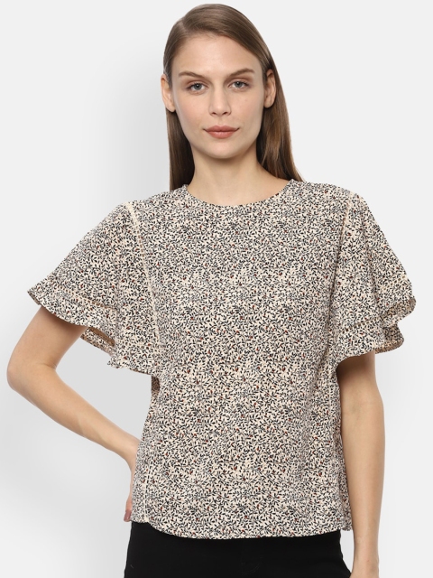 Van Heusen Woman Beige & Black Floral Printed Flared Sleeves Lace Inserts Regular Top
Van Heusen Woman Beige & Black Floral Printed Flared Sleeves Lace Inserts Regular Top