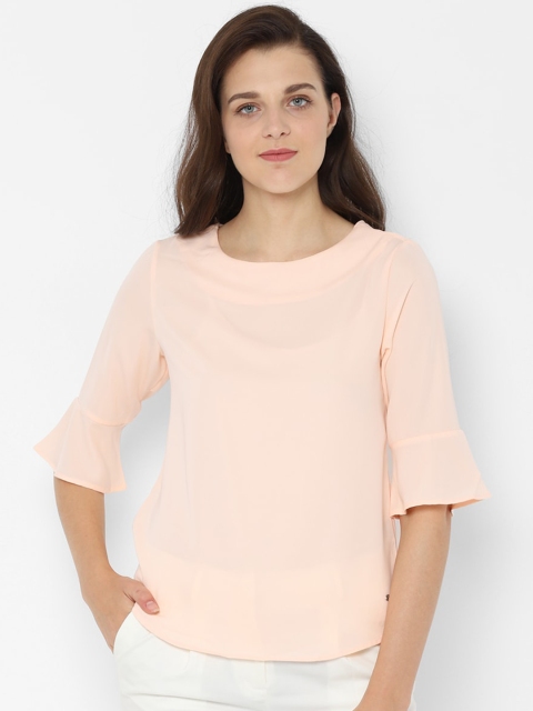 Allen Solly Woman Peach-Coloured Bell Sleeves Regular Top