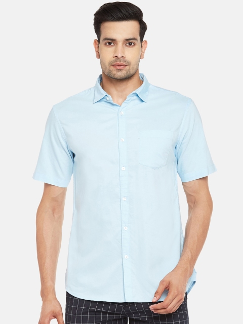 BYFORD by Pantaloons Men Blue Regular Fit Solid Casual Shirt