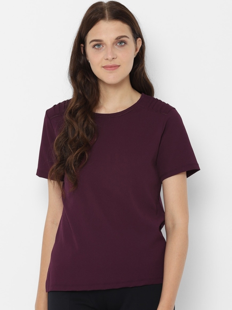 Allen Solly Woman Aubergine Solid Regular Top with Lace Inserts & Pleated Shoulder Tabs, Purple
Allen Solly Woman Aubergine Solid Regular Top with Lace Inserts & Pleated Shoulder Tabs, Purple