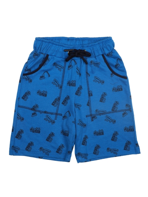 Stupid Cupid Boys Blue & Black Conversational Print Regular Fit Regular Shorts