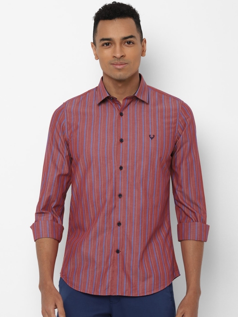 Solly Sport Men Pink & Blue Striped Cotton Casual Shirt