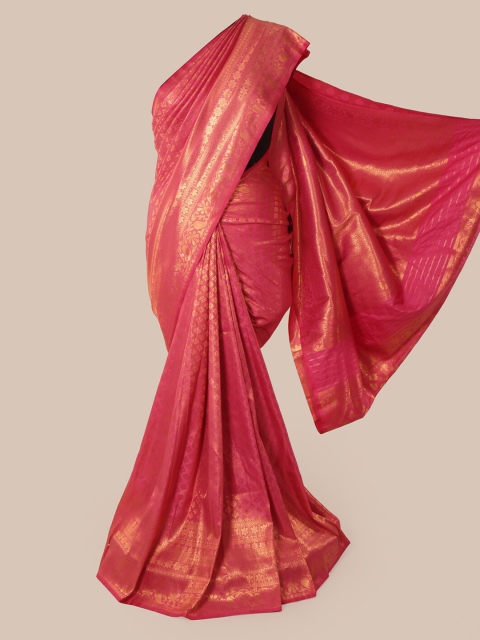 Pothys Pink & Gold-Toned Pure Silk Woven Design Banarasi Saree