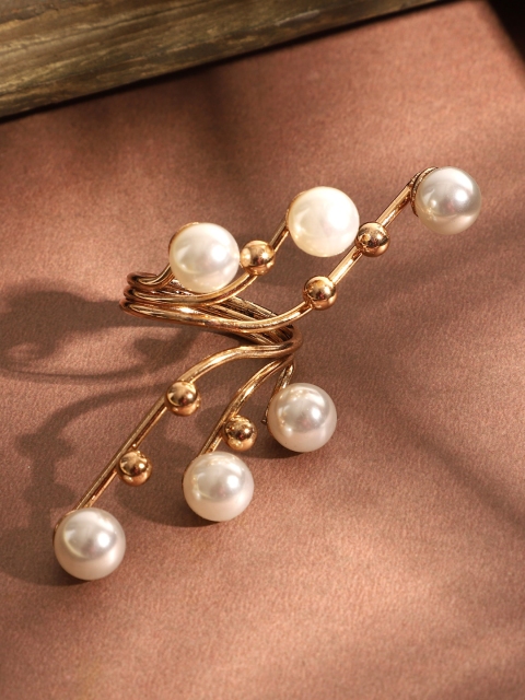 ANIKAS CREATION Gold-Plated White Pearl Embellished Handcrafted Adjustable Finger Ring
ANIKAS CREATION Gold-Plated White Pearl Embellished Handcrafted Adjustable Finger Ring