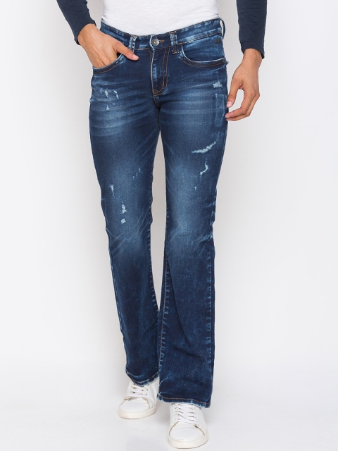 mode de base Men Blue Bootcut Mid-Rise Mildly Distressed Jeans