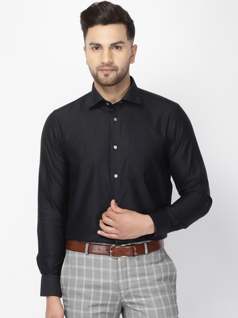 Blackberrys Men Black Regular Fit Self Design Formal Shirt