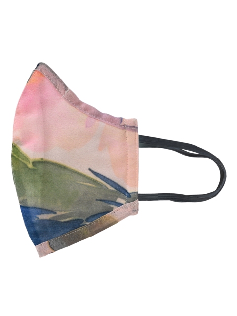 AfroJack Pink & Green Printed 3-Ply Reusable Pure Giza Cotton Protective Outdoor Mask