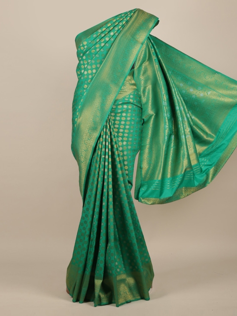 Pothys Green & Golden Jute Silk Woven Design Saree