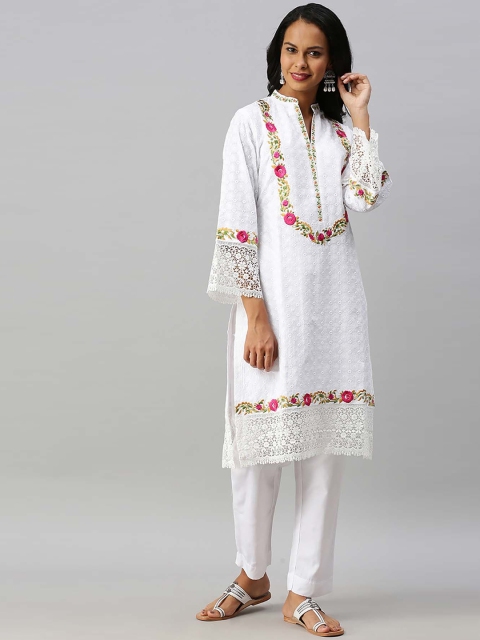 Soch Women Off-White Embroidered Kurta with Trousers