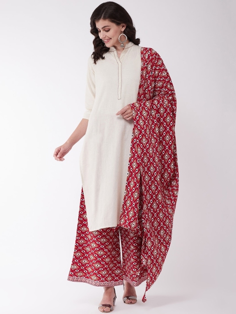 InWeave Women Off White Ethnic Motifs Pure Cotton Kurta with Palazzos & With Dupatta
InWeave Women Off White Ethnic Motifs Pure Cotton Kurta with Palazzos & With Dupatta