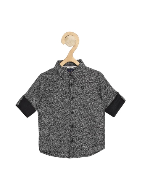 Allen Solly Junior Boys Black Slim Fit Printed Casual Shirt