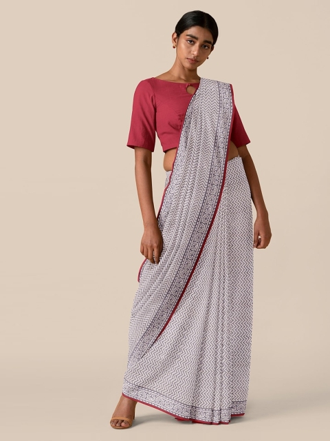 Taneira White Pure Cotton Printed Kota Saree