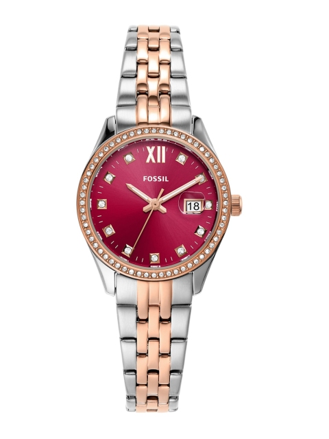 Fossil Women Red Embellished Analogue Watch ES5066, Multi