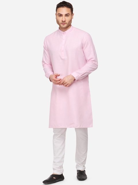 Modi Kurta Men Pink Cotton Blend Kurta