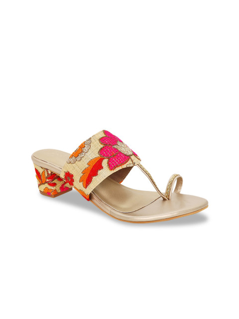 Siendo Desi Women Beige & Pink Woven Design Block Heels 
Siendo Desi Women Beige & Pink Woven Design Block Heels