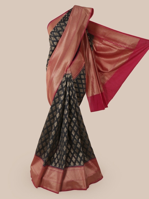 Pothys Grey & Gold-Toned Pure Silk Woven Design Banarasi Saree