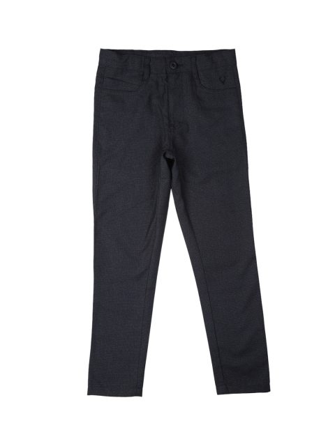 Allen Solly Junior Boys Navy Blue Slim Fit Solid Regular Trousers