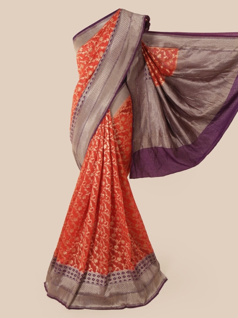 Pothys Orange Pure Silk Woven Design Banarasi Saree
