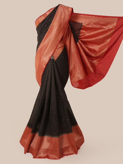 Pothys Black Pure Silk Woven Design Banarasi Saree