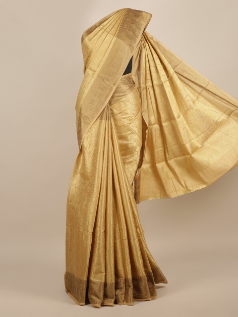 Pothys Gold-Toned Woven Design Jute Silk Saree