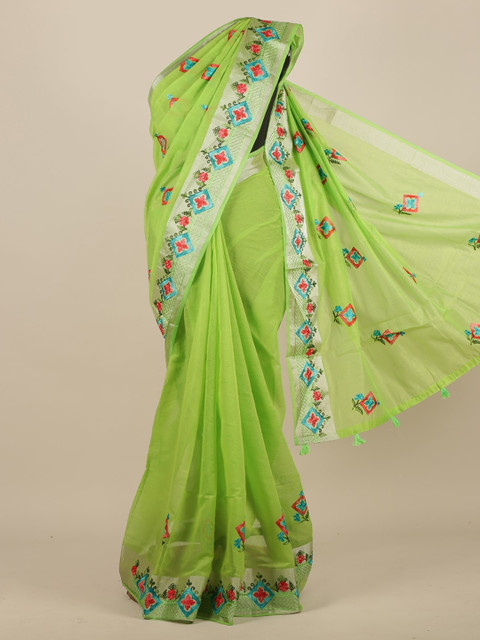 Pothys Green Printed Jute Silk Saree 
Pothys Green Printed Jute Silk Saree