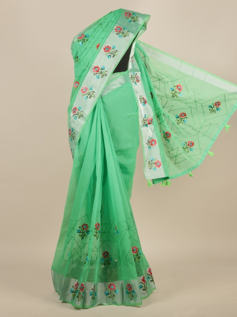 Pothys Green Embroidered Saree